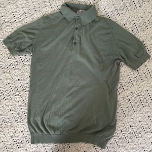COPY - John Smedley Sea Island Cotton Short Sleeve Knit Polo Shirt Green (Mediu…